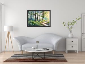 Daylight Serenity: Forest Watercolor Digital Art