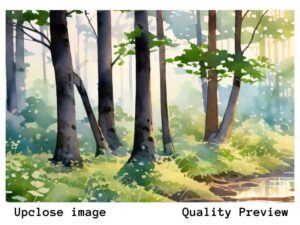 Daylight Serenity: Forest Watercolor Digital Art